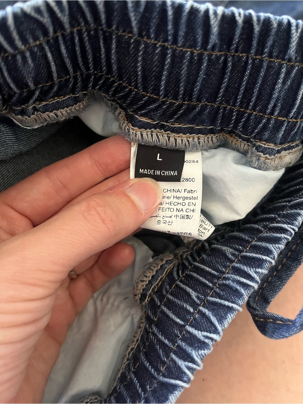 Medium Blue Wide Leg Stretchy Waistband Floral Appliqué Jeans Women's Size L - Picture 12 of 16